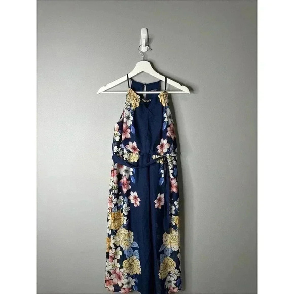My Michelle Girls, Jumpsuit Navy Blue & Multicoloured Floral Print, Size Large - Picture 1 of 9